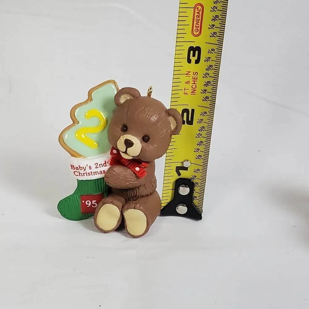 1995 Baby’s 2nd Christmas Ornament – Brown Teddy Bear with Tree Cookie & Red Bow